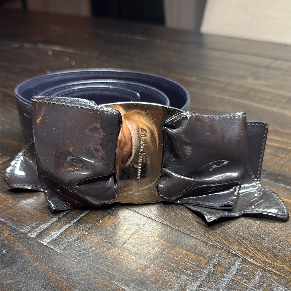 Salvatore Ferragamo Black Leather Belt